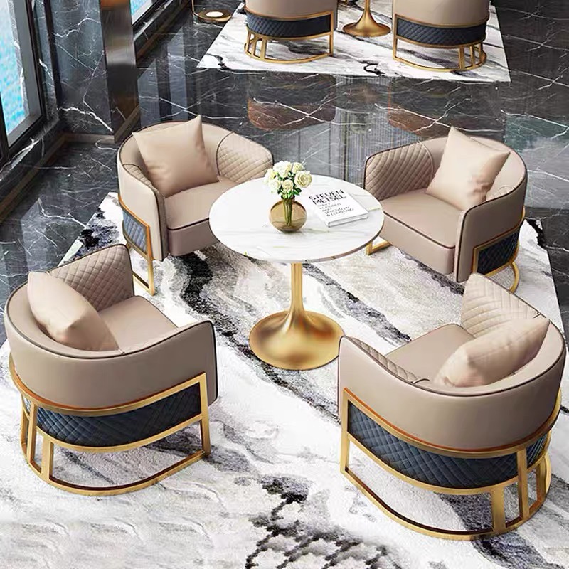 Negotiation table and chair combination light luxury modern sample house display center negotiation hotel business reception reception small round table one table and four chairs