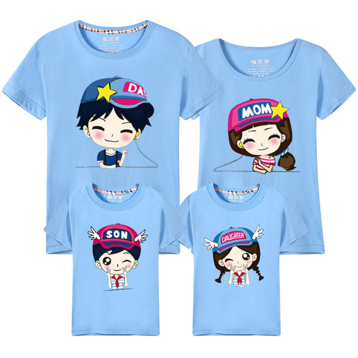 Cha mẹ cho con mặc áo thun ngắn tay ba gia đình đi biển nửa áo sơ mi cotton Liuyi mẫu giáo phục vụ lớp áo thun mẹ áo nỉ hoodie có mũ 