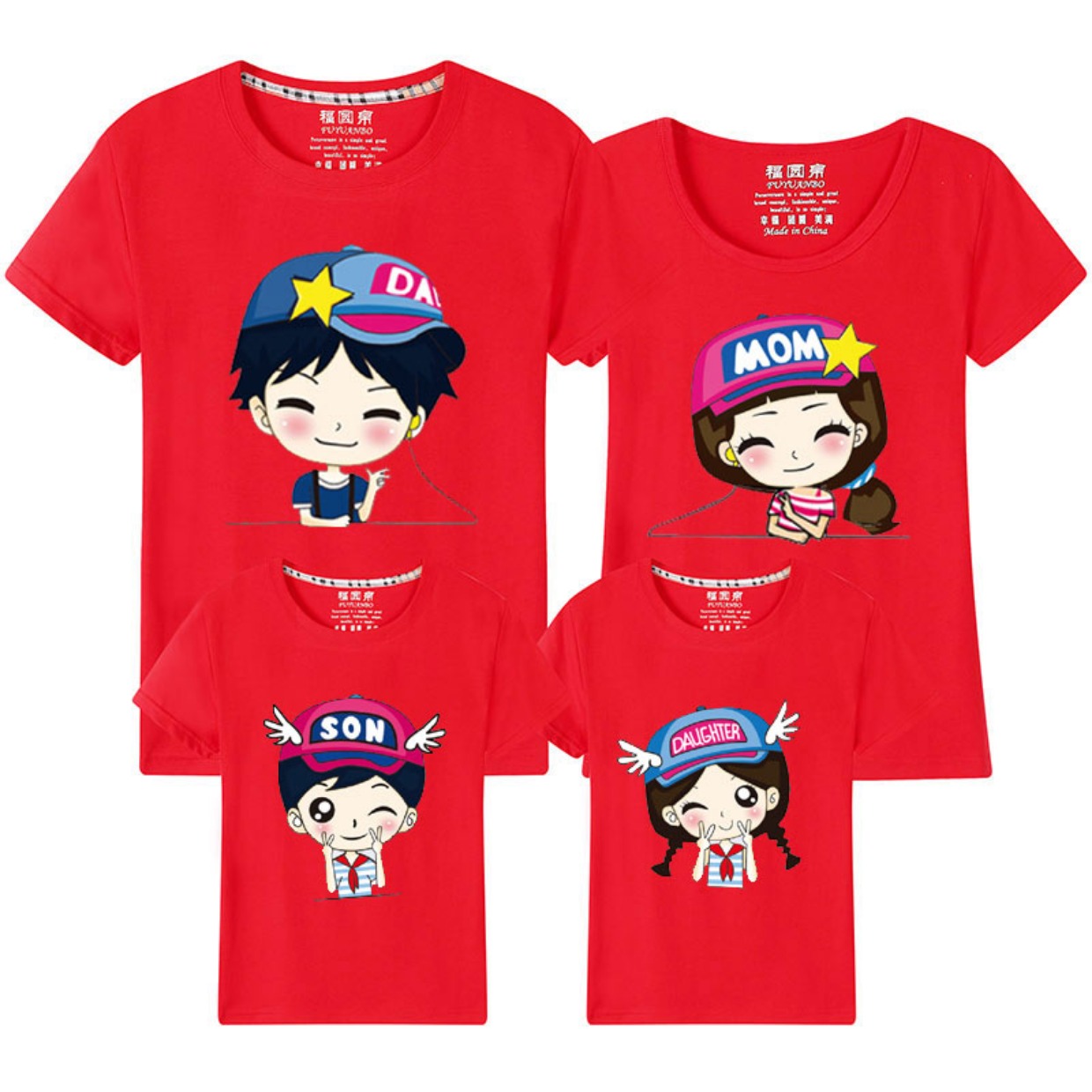 Cha mẹ cho con mặc áo thun ngắn tay ba gia đình đi biển nửa áo sơ mi cotton Liuyi mẫu giáo phục vụ lớp áo thun mẹ áo nỉ hoodie có mũ 