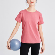 Short-sleeved breathable summer womens loose T-shirt yoga wear T running cotton sports yoga wear fitness top round neck