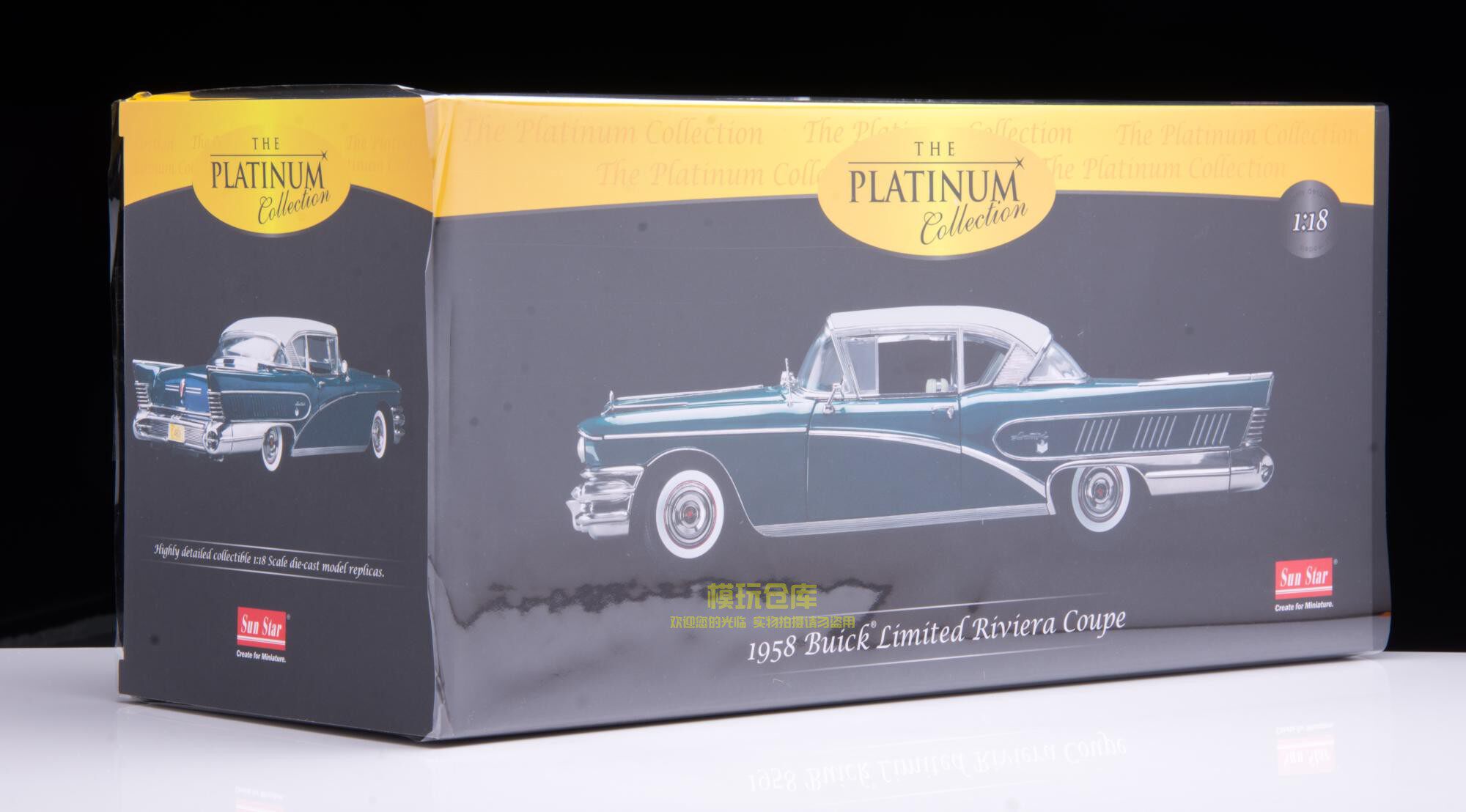 1:18 Sunstar Buick Limited Riviera 1958 Platinum Edition Alloy Car 