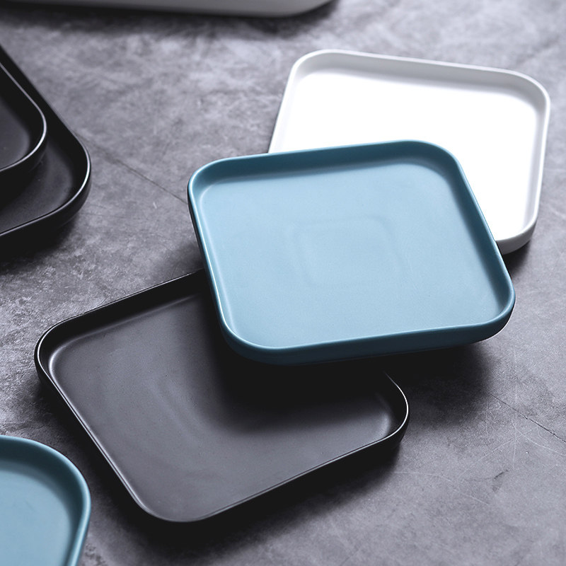 Nordic ceramic square Western dinner plate household tableware matte plate breakfast plate cake dessert dish