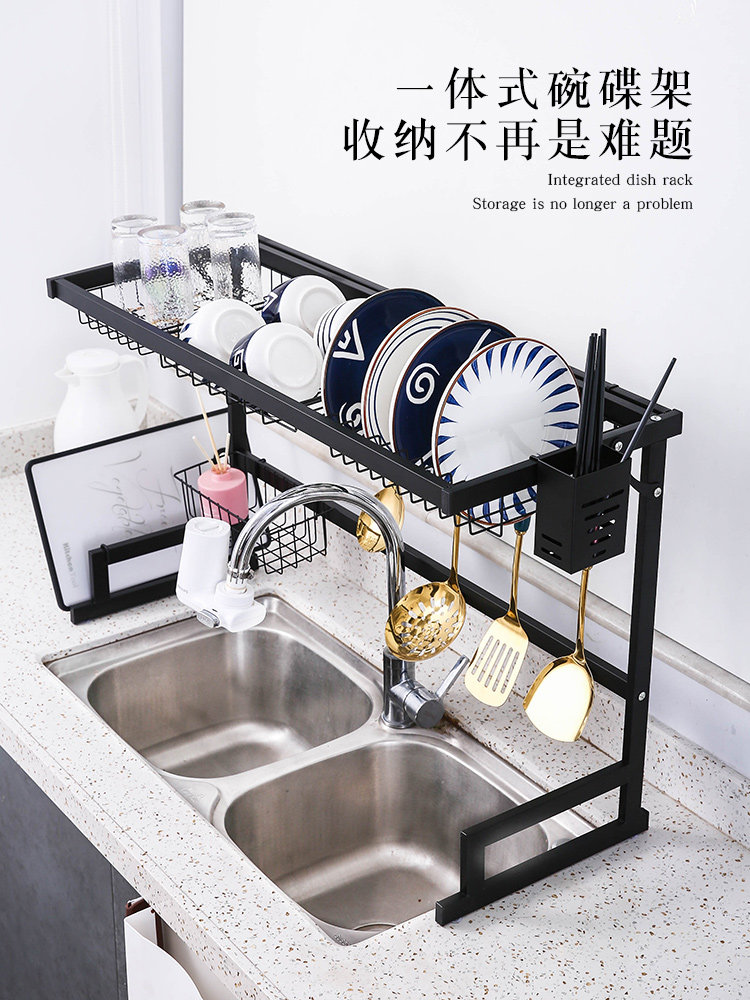 Kitchen sink rack drying plate chopsticks dish rack knife rack sticky plate rack countertop sink above the drain storage shelf
