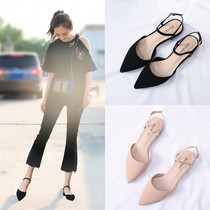 Baotou sandals womens flat bottom summer 2022 new Korean version fairy shoes 100 hitch-pointed and single-shoe woman