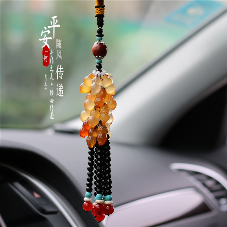 Mercedes-Benz Lexus luxury jade car pendant in rearview mirror jade medullary pendant adorned woman carrying green man-Taobao