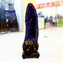 Natural purple crystal cave ornaments Amethyst cave agate cave money bag cornucopia original stone Zhaocai town house wind