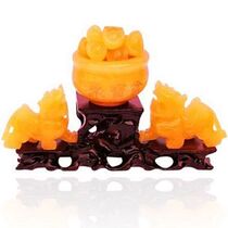 Natural yellow jade cornucopia ornaments brave ornaments evil spirits blocking evil (Longxuan crystal)