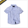 Rtw2019 bé trai mùa hè mới quần áo trẻ em màu xanh và trắng cotton tay ngắn cho bé sơ mi nam tay dài mùa xuân và mùa thu Hàn Quốc - Áo sơ mi áo bé trai