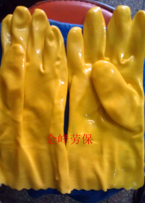 28CM thickened cotton wool dipped gloves industrial oil resistant acid and alkali resistant gloves rubber waterproof gloves labor insurance