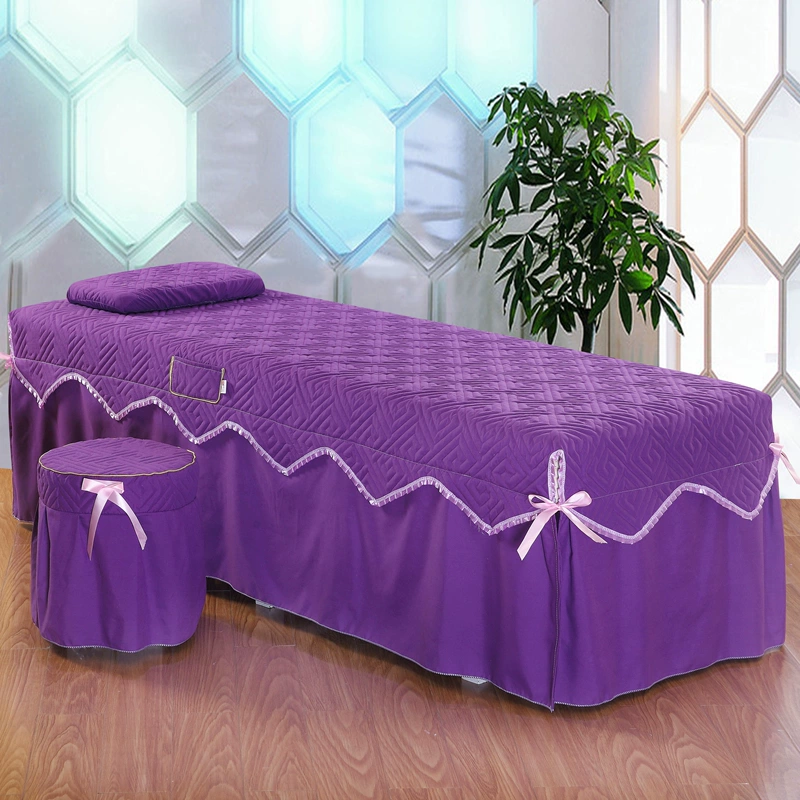 Đặc biệt cung cấp vẻ đẹp mới giường ngủ màu sắc rắn cung nơ giường đẹp bốn bộ màu tím phổ quát