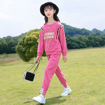 Childrens autumn girls sweater set little girl Foreign two-piece cotton sportswear 13-year-old baby casual wear