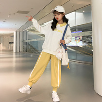 Spring and autumn girls set Net Red foreign gas Childrens autumn clothing 14 middle child fashion two-piece 15-year-old fat girl