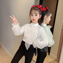 Girls Shirt Spring and Autumn Children Bubble Sleeve base shirt White Western 10 Little Girl Loose Fashion Top 12 Years