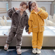 Autumn and winter 6 girls pajamas 7 children coral velvet home Clothing 10 boys padded flannel suit 12-year-old winter clothes