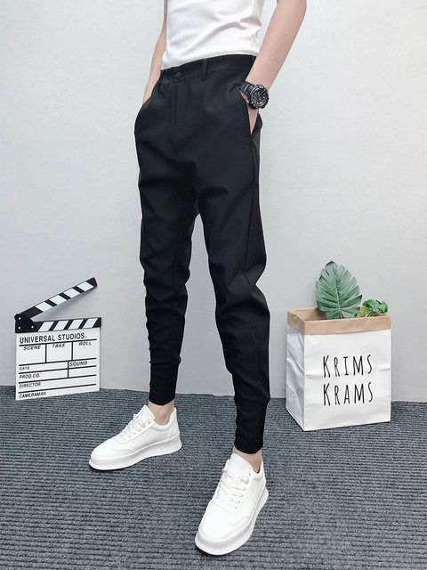 2023 Autumn Men's Trendy Brand Slim Fit Pants Youth Internet Celebrities Ins Small Feet Casual Western Pants