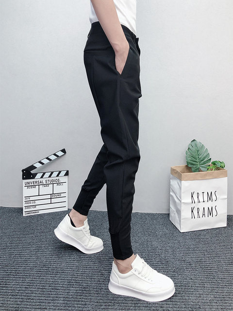 2023 Autumn Men's Trendy Brand Slim Fit Pants Youth Internet Celebrities Ins Small Feet Casual Western Pants