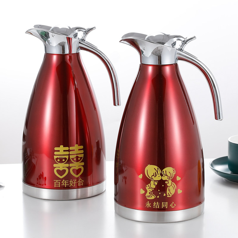 Married warm pot red pair of marrying kettle food grade stainless steel European-style thermostat hot kettle bride
