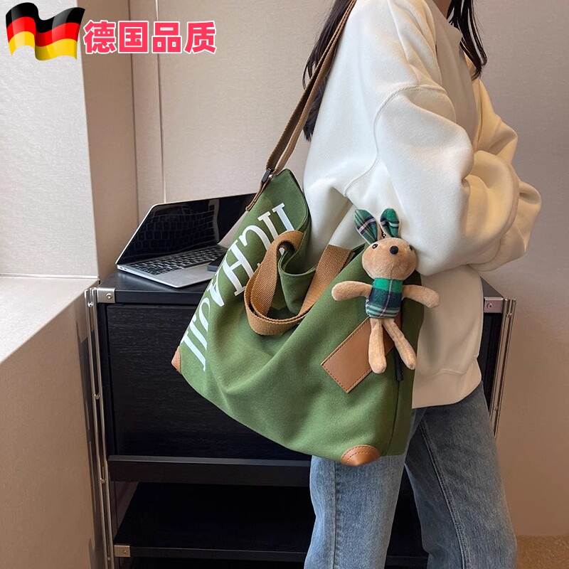 German Canvas Bag Large Capacity Women's Bag Casual Versatile Shoulder Crossbody Bag College Student Class Commute Tote Bag Women German Canvas Bag Large Capacity Women's Bag Casual Versatile Shoulder Crossbody Bag College Student Class Commute Tote Bag Women