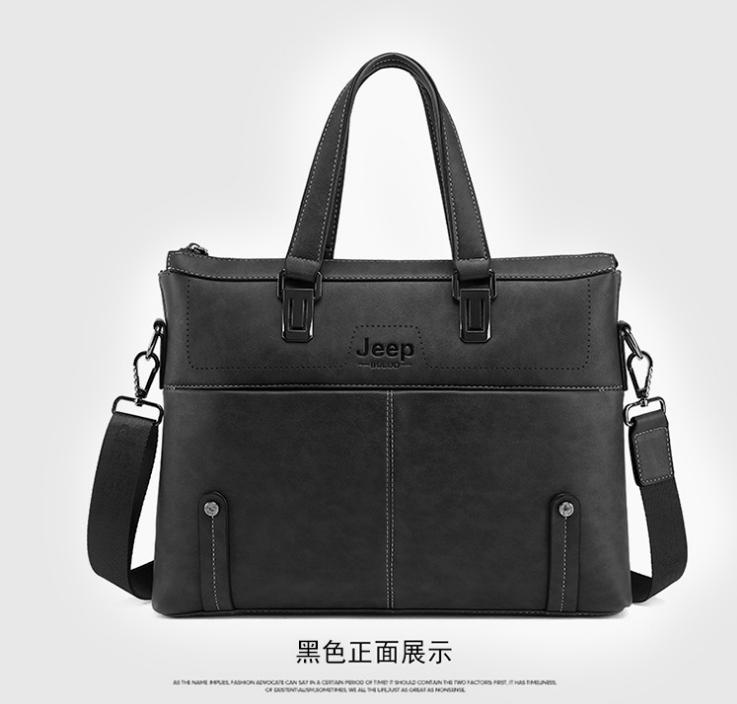 真皮jeep男包横款单肩斜挎牛皮男士手提包软把商务出差吉普公文包