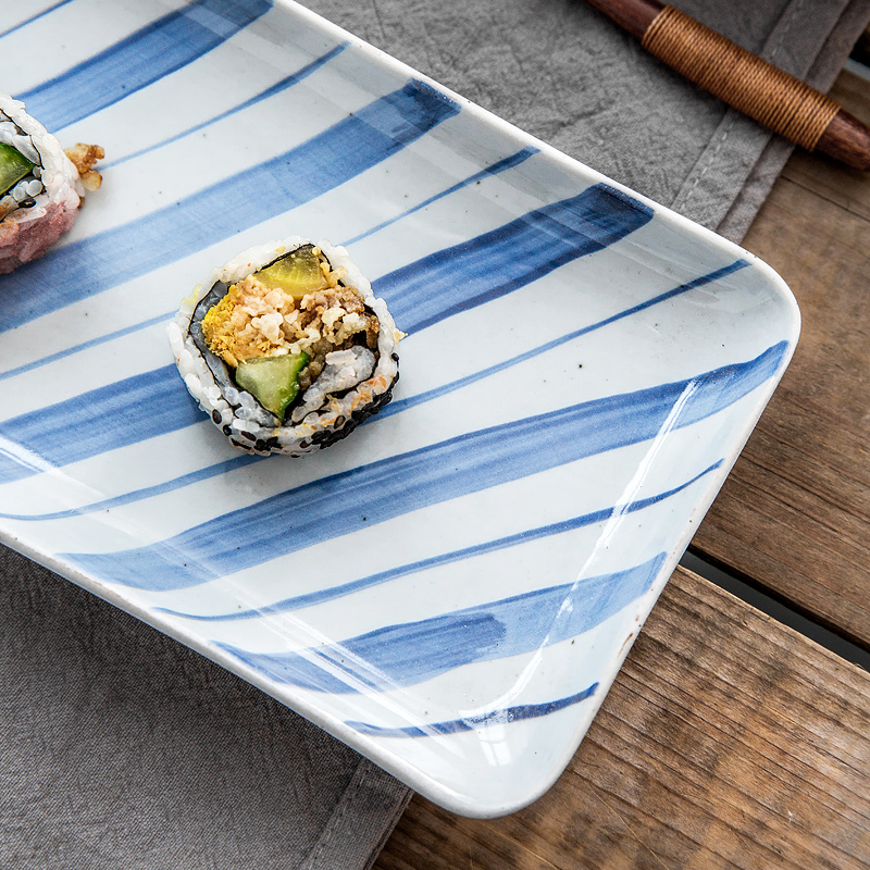 Lototo a stripe ceramic roll plate with rectangular plate flavour dish square plate sauce dish of cold dish fruit plate