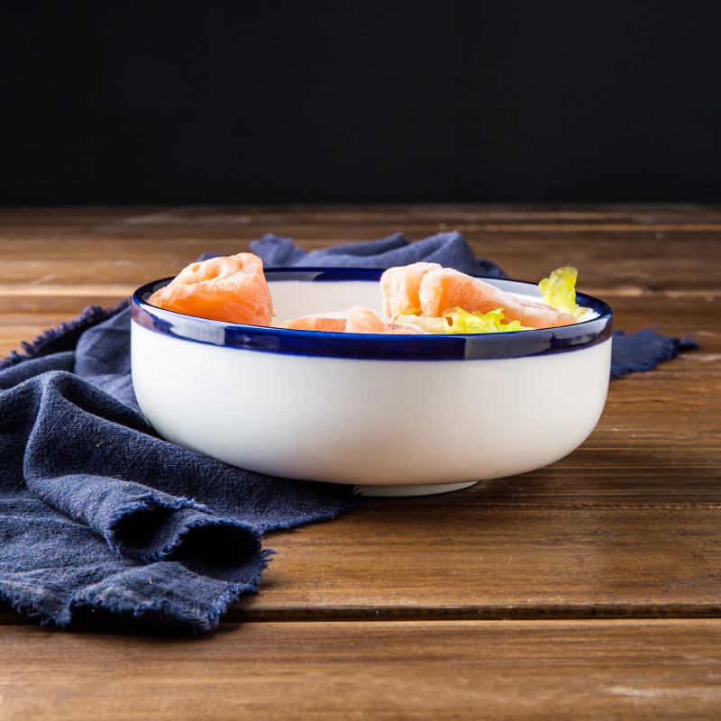 Lototo Japanese ceramic bowl with soup bowl creative rainbow such as bowl big bowls of salad bowl round bowl of unbleached tableware