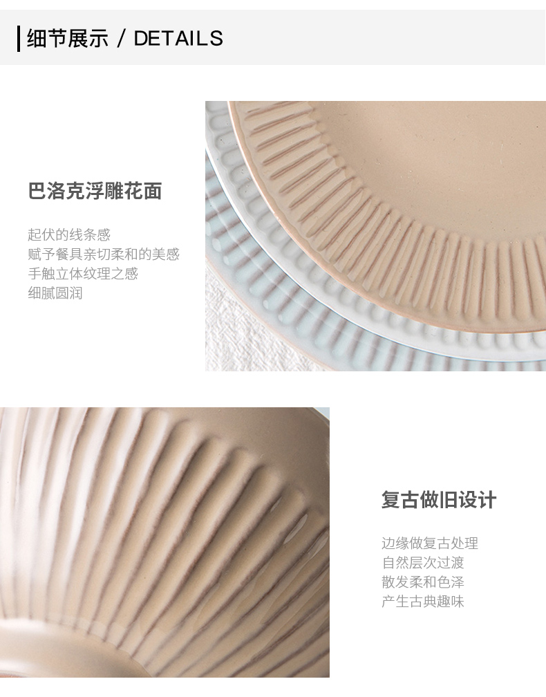 Lototo Europe type restoring ancient ways of ceramic tableware circular plate plate plate western food steak white disc ipads plate dessert plate