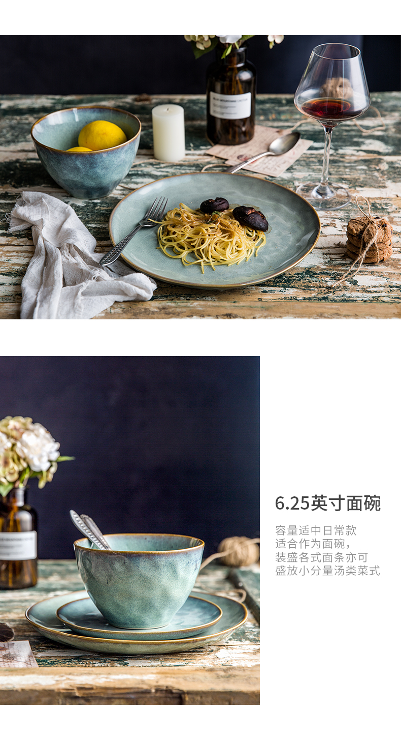 Lototo Nordic ceramic bowl dish flat circular disk household beefsteak creative plate dishes