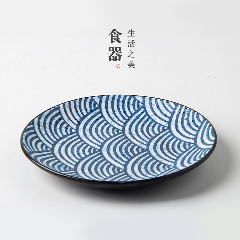 Lototo Japanese ceramics tableware creative water - wave hand - made plate plate eat dish plate steak plate household art plate