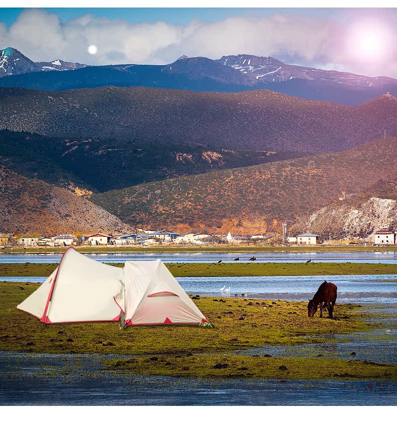 Lều Himalaya ngoài trời 2 người cặp đôi siêu nhẹ cắm trại cắm trại hoang dã mùa mưa cưỡi - Lều / mái hiên / phụ kiện lều cọc dựng lều	