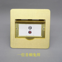 Free-welding audio ground plug-in-style full copper ground socket red and white double-hole lotus AV module with bottom case