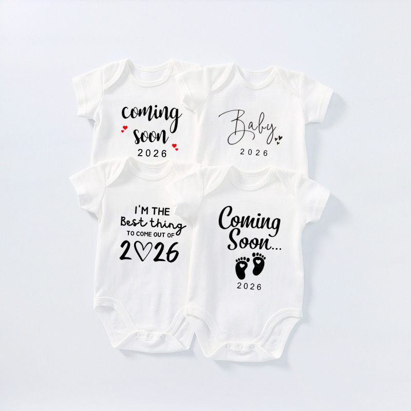 Announcing Pregnancy Baby Clothes Baby Coming 2026 Newborn Baby Romper Pure Cotton Romper Crawling Clothes