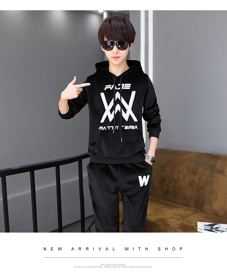 Winter Boy Big Boy 13 Teen 14 Dày 15 Gold Velvet 16 Áo len ấm áp Bộ 18 tuổi Học sinh trung học cơ sở pijama nam