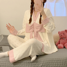 Домашнее платье 月子服睡衣女春秋冬季纯棉长袖款开衫孕妇产后喂奶家居服套装大码