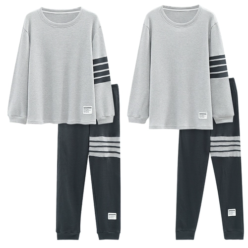 Осенняя пижама для влюбленных, хлопковый тонкий лонгслив, зимний комплект, коллекция 2023