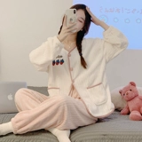 Осенняя демисезонная коралловая бархатная флисовая удерживающая тепло пижама, милый комплект для школьников, домашняя одежда, увеличенная толщина, 2024 года