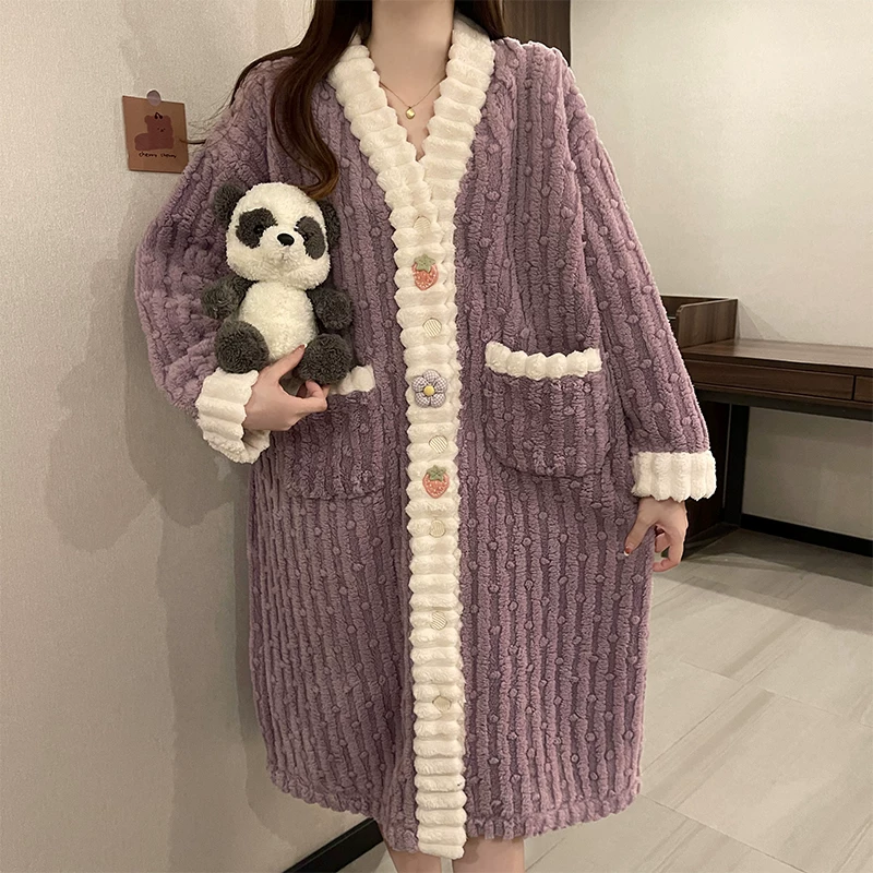 Коралловый бархат демисезонный банный халат, японская пижама, жакет, повышенная толщина