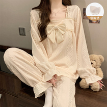 Avec Chest Cushion Pyjamas Femme Printemps Automne Hiver Sexy Long Sleeves Cute Princesse Vent Princesse Nouveau Accueil Conservi Big Code Suit