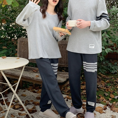 Осенняя пижама для влюбленных, хлопковый тонкий лонгслив, зимний комплект, коллекция 2023