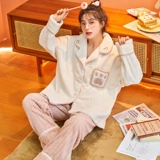 Демисезонная пижама, коралловый комплект, фланелевый кардиган, 2024 года, популярно в интернете