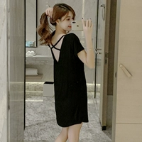 01-629 Хе персиковой воротник, пересекающий красоту, черный