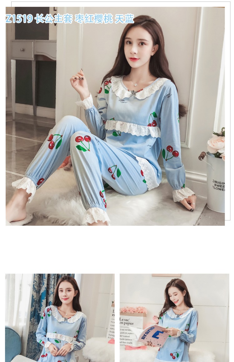 Bộ đồ ngủ Bộ đồ ngủ nữ mùa xuân và mùa thu tay dài Cotton Hàn Quốc Sinh viên tươi mặc mùa đông Dịch vụ mặc nhà bộ jum đẹp