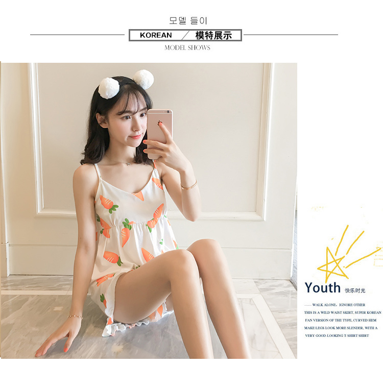 Bộ đồ ngủ nữ bằng vải cotton mùa hè hai mảnh phù hợp với phiên bản Hàn Quốc của sinh viên tươi gợi cảm có thể mặc mùa hè phục vụ tại nhà mùa hè các kiểu đồ bộ đẹp