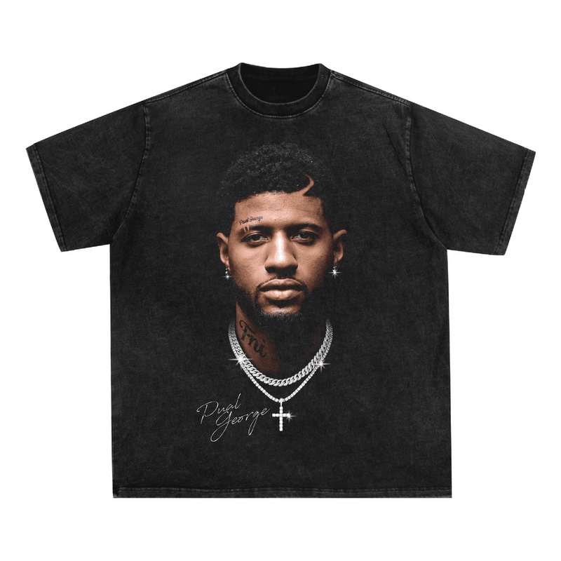Paul George American Style Loose Casual Versatile Top Basketball Washed Short-Sleeve T-Shirt Unisex Summer