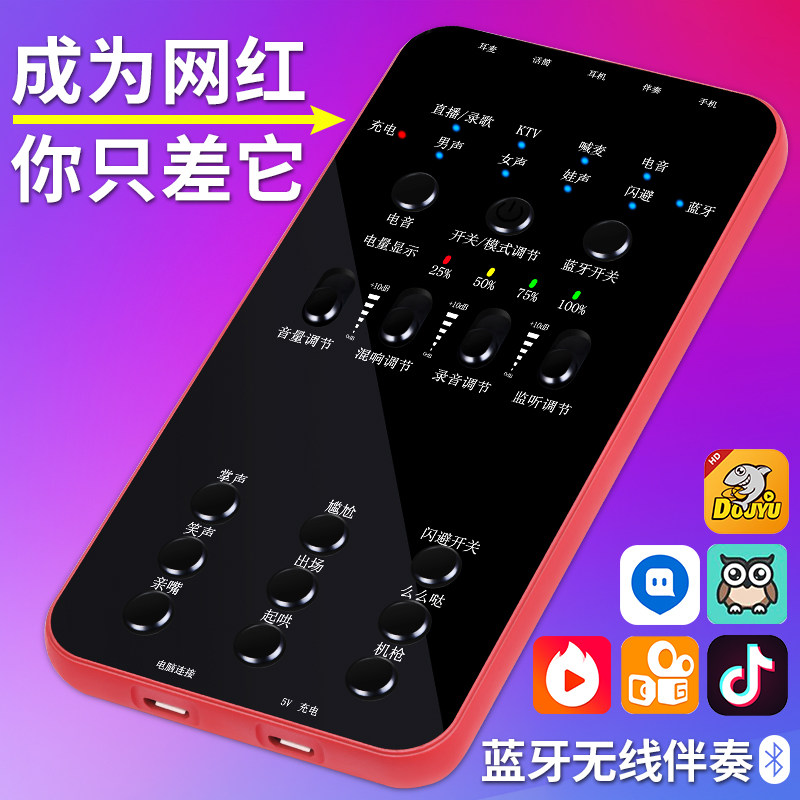 2021 new external style sound card live special singing mobile phone microphone All sound computer recording device full set usb mic for universal ksong v8 variemaker desktop internet red game