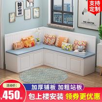 Solid wood card seat dining table combination home small apartment custom restaurant balcony living room wall storage card seat sofa stool