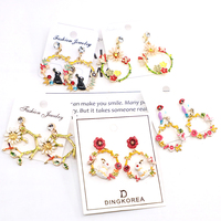European and American French fairy tale series Personal Mori Girl Alice Rabbit Animal Cartoon Flower Sweet Earrings South Korea