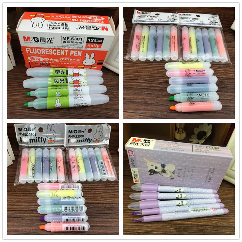 South Korea brand stationery creative trend cartoon student office fluorescent pen Office fluorescent series