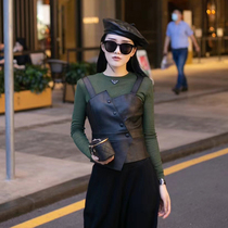 European station 2021 autumn long sleeve T-shirt female Korean version of slim slim bottom shirt thin Joker high collar top tide