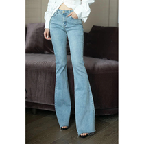 2021 summer women's horn pants high waist slim slim stretch Joker retro Korean light classic jeans
