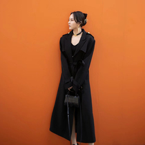White windbreaker women spring and autumn 2021 high-grade fried street hanging over the knee coat Korean version of loose long coat